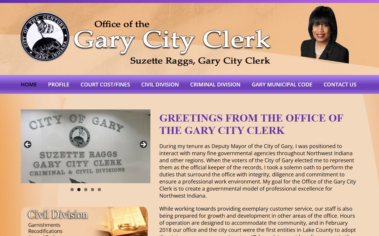 Gary City Clerk website portal for Gary deed record searches