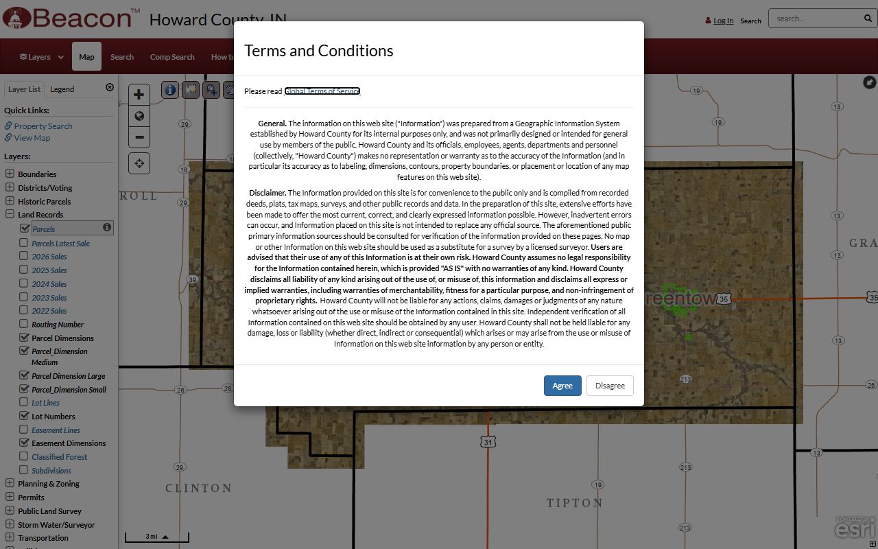 Beacon Schneidercorp property search portal for Kokomo Howard County deed records