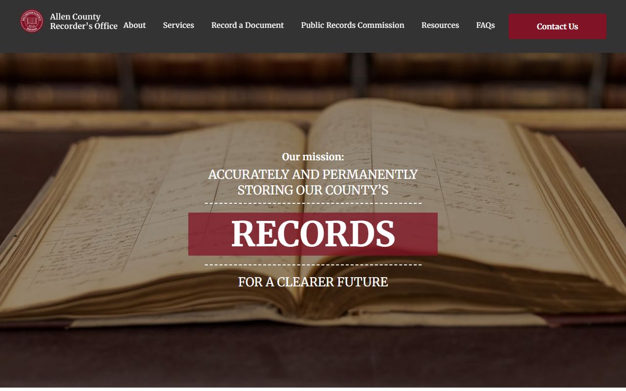 Allen County Indiana deed records recorder office search portal